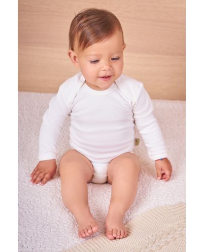 Body pentru bebeluşi Bio Baby - Bumbac organic, 62 cm, 3-4 luni, ecru - 4
