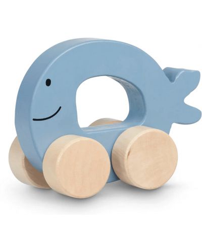 Jucărie din lemn pentru copii Jollein - Cărucior, Sea Animal Blue - 3