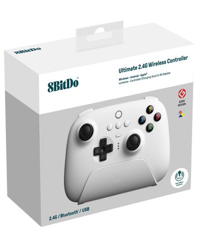 Controller wireless 8BitDo - Ultimate 2.4G, Hall Effect Edition, alb (PC) - 9