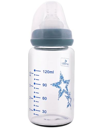 Biberon de sticlă pentru bebeluși Lorelli - Anti Colic, 120 ml, Moonlight Blue - 2