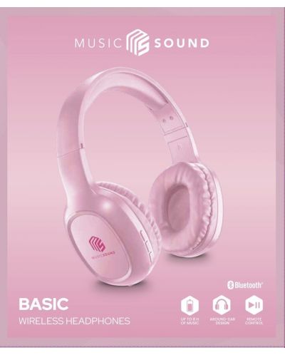 Casti wireless cu microfon Cellularline - Music Sound Basic, roz - 3
