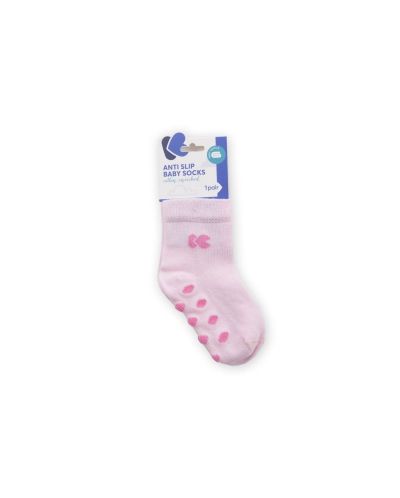 Șosete antiderapante pentru bebeluși KikkaBoo - Bumbac, 6-12 luni, roz deschis - 1