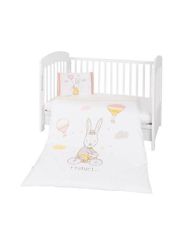 Set 5 piese lenjerie de pat pentru bebelusi Kikka Boo - Rabbits in Love	 - 1