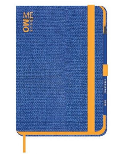 Carnețel Mitama Memo Book - Albastru, cu coperți textile și creion HB - 1