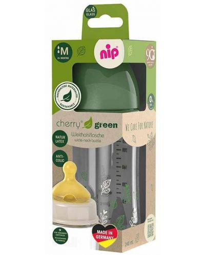 Biberon pentru băiat NIP Green - Cherry, Flow M, 240 ml - 3