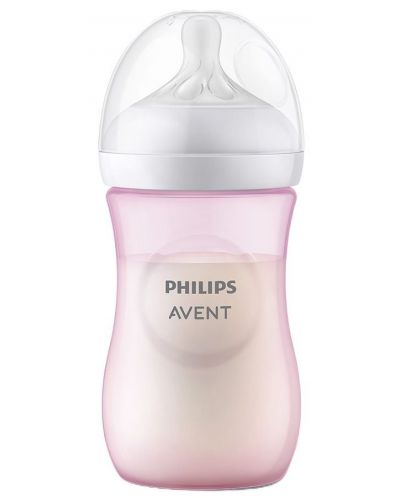 Biberon Philips Avent - Natural Response 3.0, cu tetină 1m+, 260 ml, roz - 3
