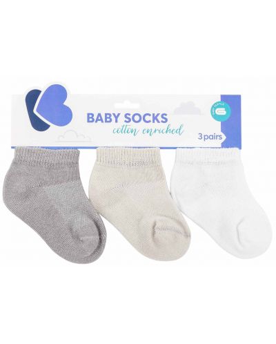 Ciorapi de vara pentru bebelusi KikkaBoo - 2-3 ni, 3 buc, Grey - 1