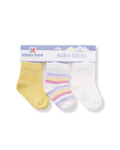 Șosete pentru bebeluși KikkaBoo Stripes - Bumbac, 1-2 ani, galben - 1