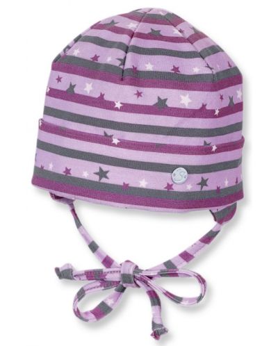 Pălărie pentru bebeluși Sterntaler - La stele, 41 cm, 4-5 luni, mov-gri - 1