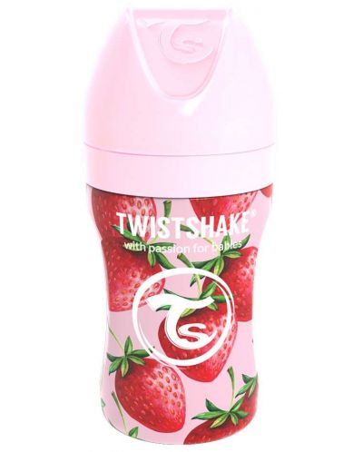 Biberon Twistshake - Capsuni roz, inox, 260 ml - 2