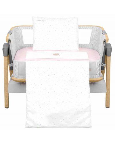 Set de lenjerie de pat pentru pătuț mini din 5 piese KikkaBoo - Dream Big, roz - 1