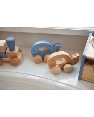 Jucărie din lemn pentru copii Jollein - Cărucior, Sea Animal Blue - 5