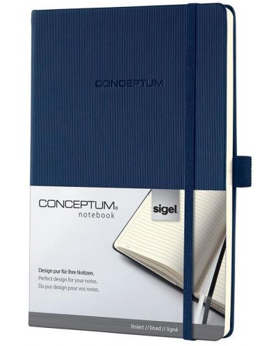 Carnețel cu coperta tare Sigel Conceptum Format A5 - albastru, căptușite pagini - 1