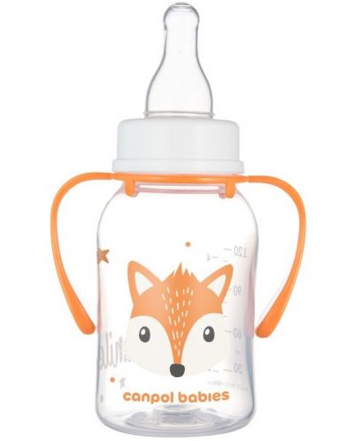 Biberon cu mânere Canpol - Cute Animals, 120 ml, portocaliu - 2