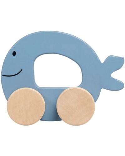 Jucărie din lemn pentru copii Jollein - Cărucior, Sea Animal Blue - 1