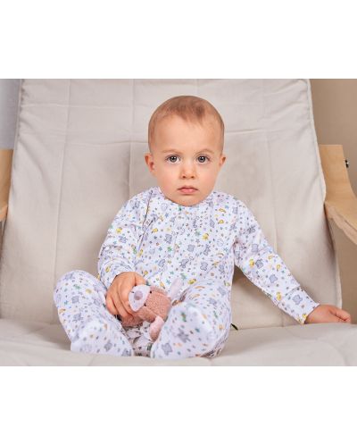 Salopetă pentru bebeluşi Bio Baby - Bumbac organic, 50 cm, 0-1 luna, galbenă-gri - 2