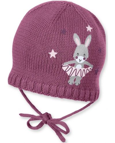 Pălărie tricotată pentru bebeluși Sterntaler - Cu iepuraș, 51 cm, 18-24 luni, roz închis - 1