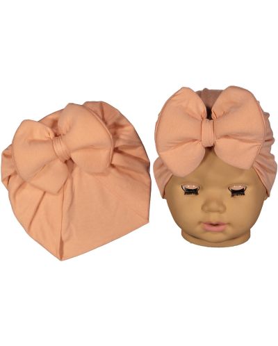 Căciulița pentru bebeluși tip turban NewWorld - Piersică - 1