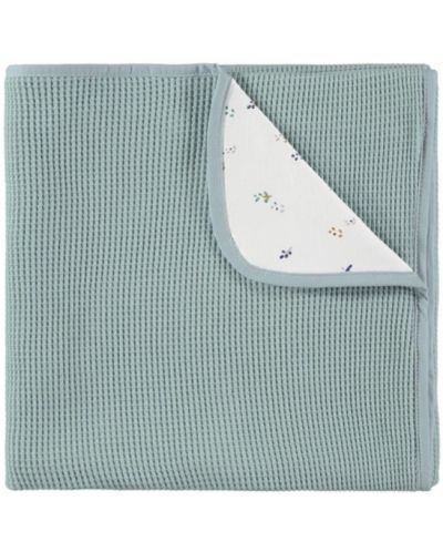 Pătură pentru bebeluși din bumbac în relief Baby Clic - Mint-Lavanda, 80 х 110 cm - 1