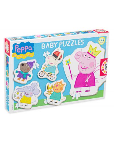 Puzzle pentru bebelusi Educa 5 in 1 - Peppa Pig si prietenii - 1