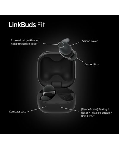 Căști wireless Sony - LinkBuds Fit, TWS, ANC, negru | Ozone.ro