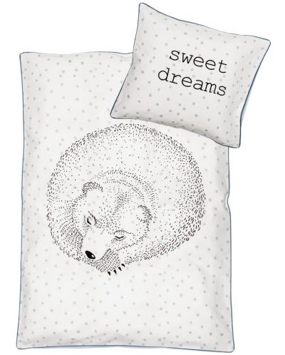 Set 2 piese cearsafuri de pat pentru bebelusi Bloomingville - Ursul care doarme, alb - 1
