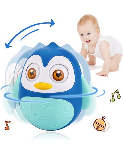 Zornăitoare pentru bebeluși Happy World - Roly Poly, Penguin 2, albastru - 3