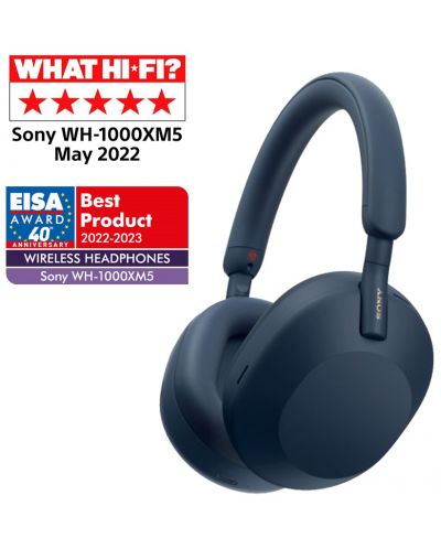 Căști  wireless cu microfon  Sony - WH-1000XM5, ANC, albastru - 1