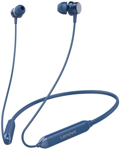 Casti wireless cu microfon Lenovo - HE15, albastre - 1