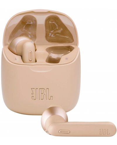 Casti wireless cu microfon JBL - T225 TWS, aurii - 1