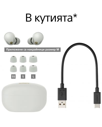 Căști wireless Sony - WF-1000XM5, TWS, ANC, argintiu | Ozone.ro