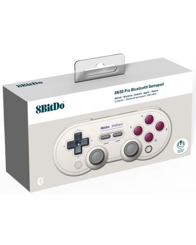 Controller wireless 8BitDo - SN30 Pro, Hall Effect Edition, G Classic, alb (Nintendo Switch/PC) - 5