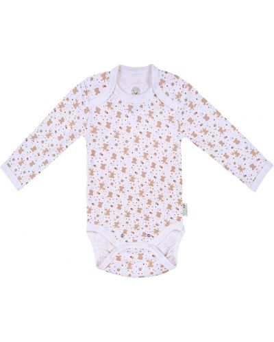 Body cu mânecă lungă pentru bebeluşi Bio Baby - Bumbac organic, 68 cm, 4-6 luni, ecru-alb - 1