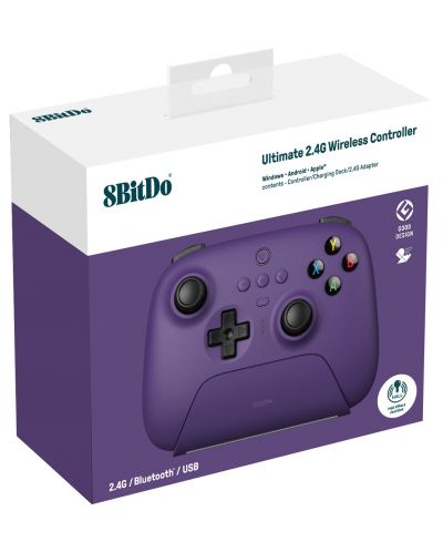 Controller wireless 8BitDo - Ultimate 2.4G, Hall Effect Edition, Controller wireless, violet (PC) - 7