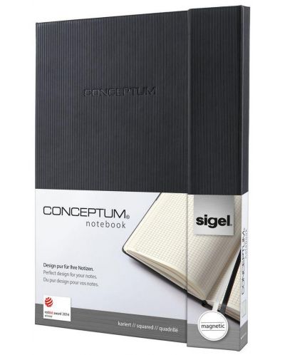 Carnețel cu coperta tare Sigel Conceptum Format A4 - Negru, pătrat, cu închidere magnetică - 1
