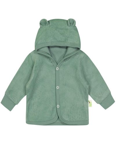 Bluză cu glugă pentru bebeluși cu urechiușe Bio Baby - 62 cm, 3-4 luni, frotir verde - 1