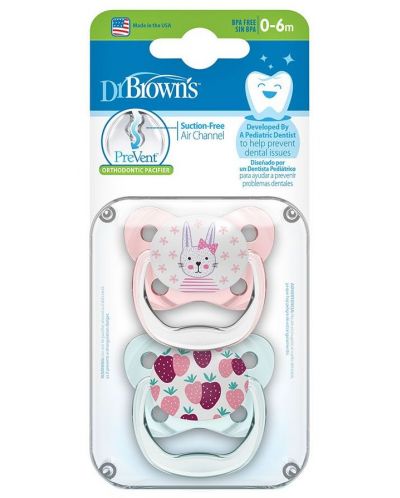 Suzeta pentru bebeluși  Dr. Brown's - PreVent, 0-6 luni, 2 buc., roz - 4
