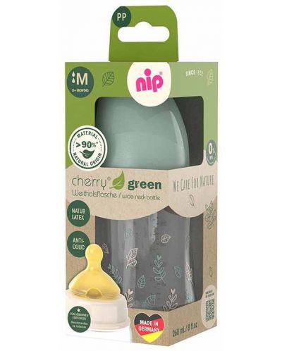 Biberon NIP Green - Cherry, Flow M, 0 m+, 260 ml, verde, verde - 3