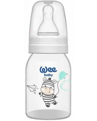 Biberon Wee Baby Classic - 125 ml, alb cu zebră - 1