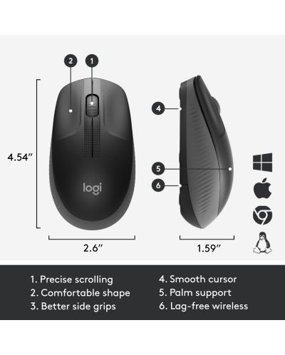 Mouse wireless Logitech - M190, negru - 6