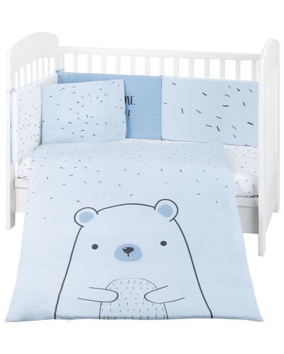 Set de dormit pentru carucior de 6 piese pentru copii KikkaBoo - Bear with me, Blue, 60 х 120 cm - 1