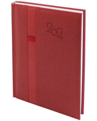 Caiet de notițe Spree Denim - Cu buclă pentru stilou, 168 foi, roșu, 2024 - 1