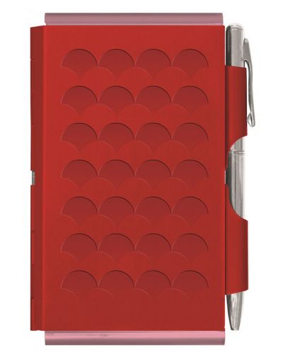 Carnețel Troika Flip Notes - Red Scale, cu carcasa metalica si stilou - 1