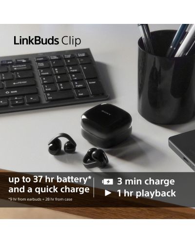 Căști fără fir Sony - LinkBuds Clip WF-LC900, TWS, Open-Ear, Black
