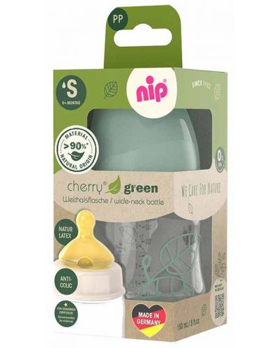Biberon NIP Green - Cherry, Flow S, Băiat, 0 m+, 150 ml, verde - 4