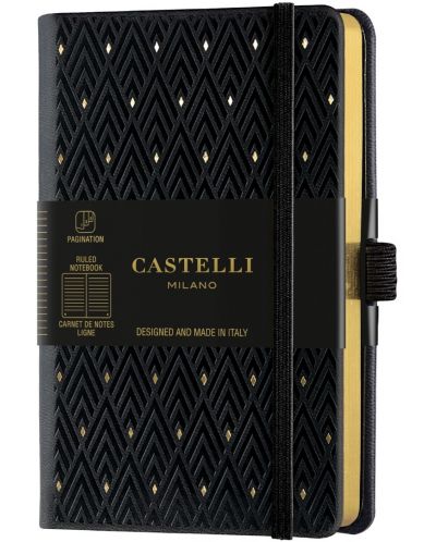 Бележник Castelli Copper & Gold - Diamonds Gold, 9 x 14 cm, linii - 1