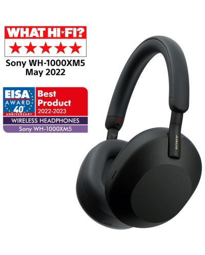 Casti wireless cu microfon Sony - WH-1000XM5, ANC, negre - 1