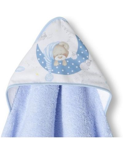 Interbaby Baby Towel - Bear Sleeping Blue, 100 x 100 cm - 2