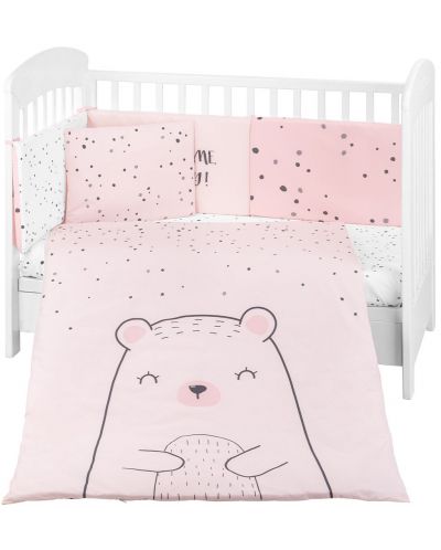 Set de dormit pentru bebelusi din 6 piese KikkaBoo - Bear with me, roz, 70 x 140 cm - 1