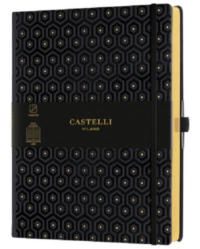 Бележник Castelli Copper & Gold - Honeycomb Gold, 19 x 25 cm, linii - 1